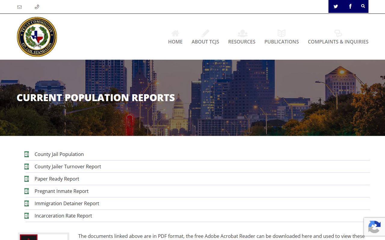 TCJS population reports for Concho County inmate population statistics